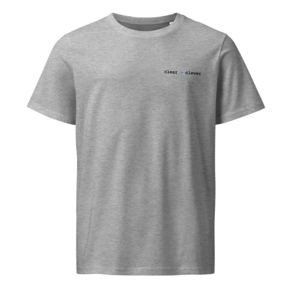 clear > clever · Camiseta ligera · Gris jaspeado