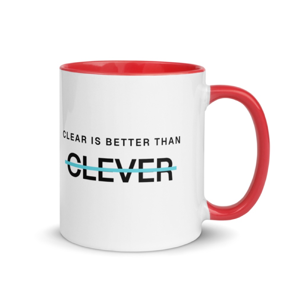 clear > clever · Taza · Rojo