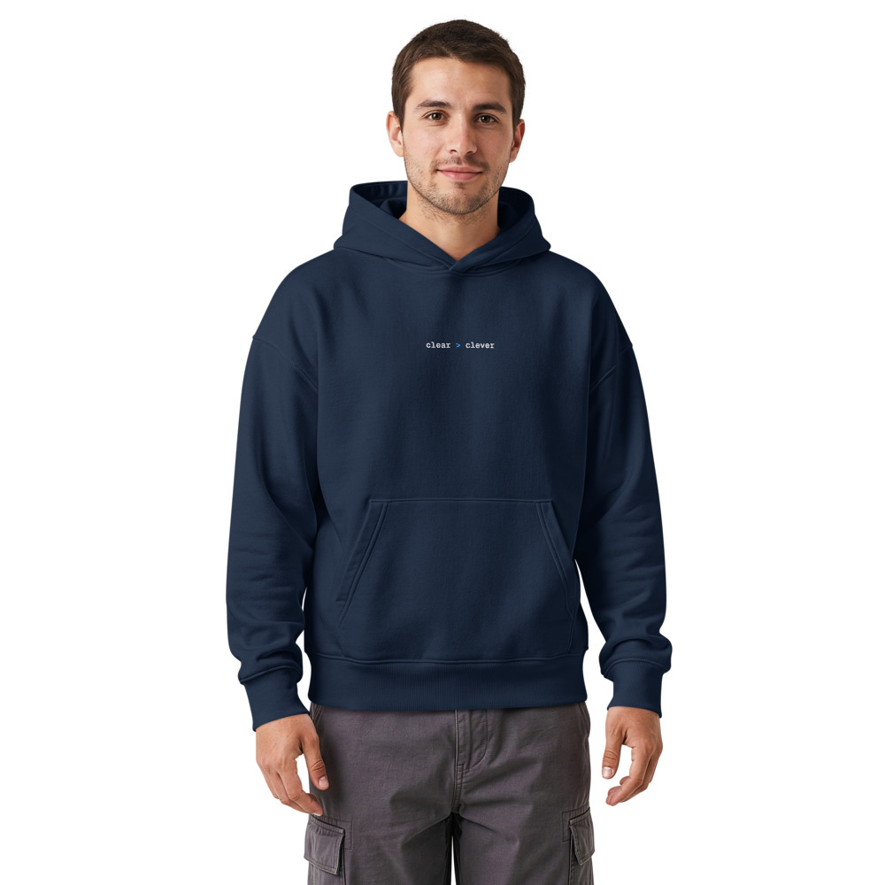 clear > clever · Sudadera con capucha · Azul marino
